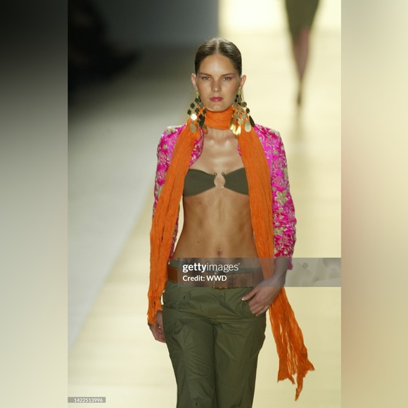 CELINE Vintage Runway Cargo Style Wide Leg Utility Pants Army Green Sz:38/US6 - Picture 2 of 14